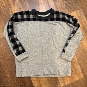 Madewell Wool Sweater Womens Size small  Pullover Buffalo Plaid Gray‎ Black